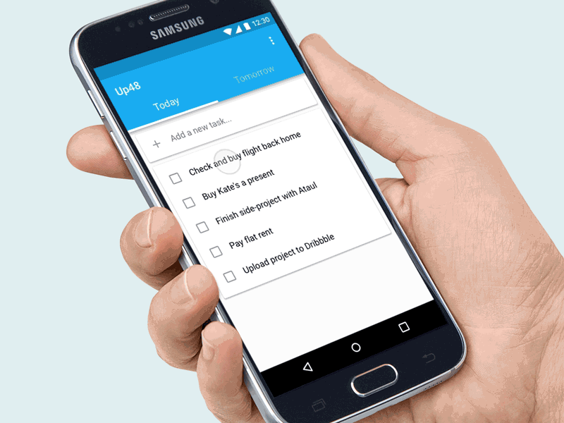 Up48 - Adding an item android design gif list material mockup principle todo ui