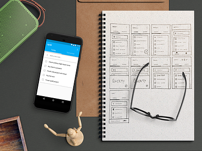 Up48 App + Wireframing Journey android app dotgrid journey material design mockup todo wireframe
