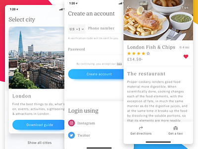 Travel App for iPhone X app card city guide ios iphone x login london restaurant signup travel