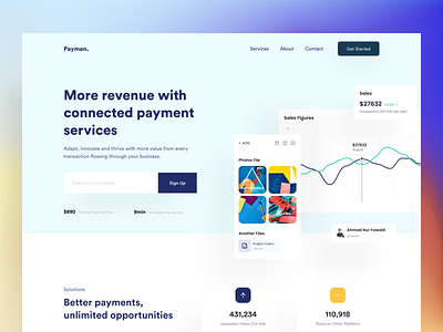 Fintech landing page: homepage banking website finance fintech home page landing page payment website productdesign saas wallet landing page