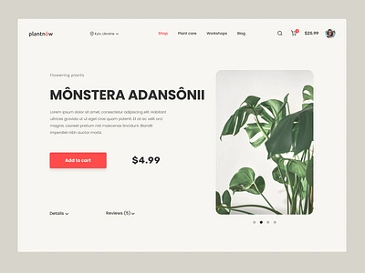 DailyUI #012. E-Commerce Shop app clean dailyui dailyui12 design e commerce e shop graphic design landing logo plant plants shop shopping app shopping web site ui ui design web design web store