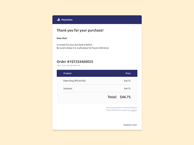 DailyUI #017. Email Receipt