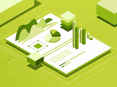 Industry Trends 2fresh aftereffects animation clean design flat green illustration isometric monochrome