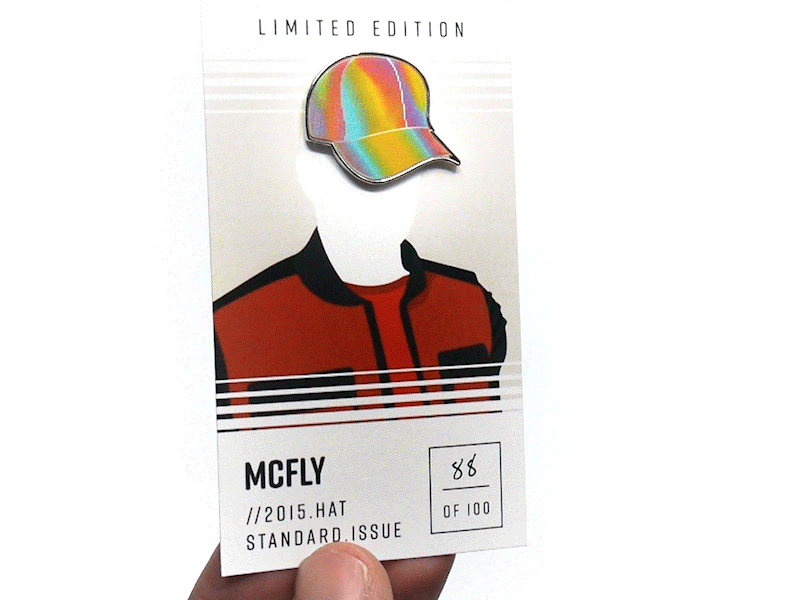 McFly Hat back to the future bttf hat lapel pin lenticular mcfly