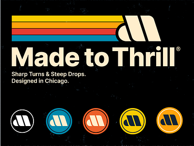 Made to Thrill brand mark badge branding logo mark retro roller coaster subway theme park transit type typography vintage