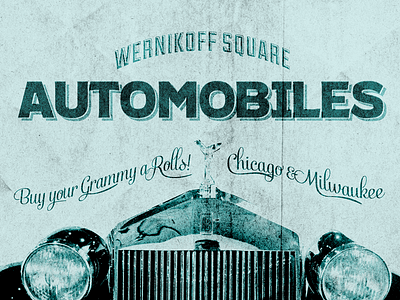Vintage Car Dealership atrek cars rolls royce taiga type typography vintage