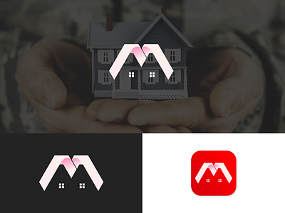 Letter M + Home Logo Design