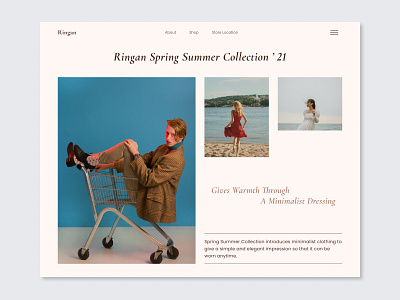 Ringan - Fashion Website Concept branding clothing concept ecommerce fashion fashion design landing page minimalist models product ui ux web design