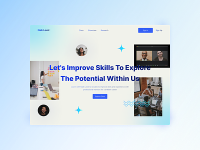 Naik Level - E-Learning Website class clean design e-learning education homepage illustration landing page learning learning platform minimalist online course school student ui ux web web design website