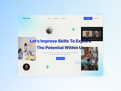 Naik Level - E-Learning Website class clean design e learning education homepage illustration landing page learning learning platform minimalist online course school student ui ux web web design website