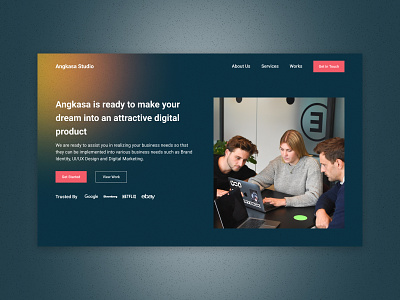Angkasa Studio - Agency Website agency branding business clean corporate creative design landing page landingpage minimal minimalist modern portfolio startup ui ux web design