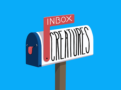 Inbox Creatures cartoon email illustration mailbox procreate procreateapp tongue typography