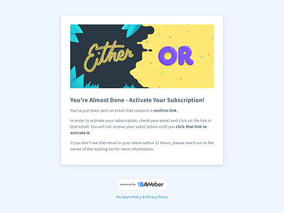 Confirmed Opt-In Page activate aweber coi default newsletter subscription thank you ui
