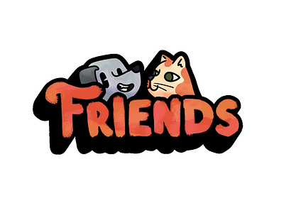Friends cat dog illustration procreate type typography