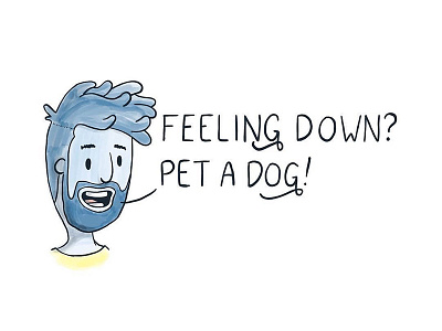 Feeling down? Pet a dog! cartoon dog face ipad