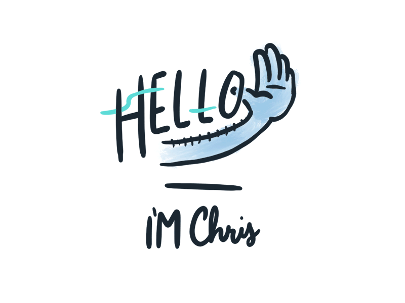 Hello, I'm Chris hand hello illustration procreate type wave
