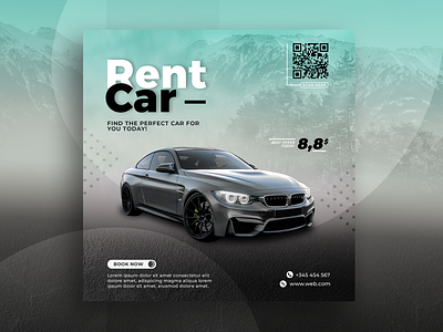 Rent Car Social Media Banner Premium ads banner black car discount facebook graphic design instagram luxury offer premium rent rental sale social media template