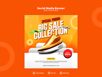 Big Sale Social Media Banner ads banner discount facebook fashion graphic design instagram marketing offer post promotion psd rgb sale social media square template