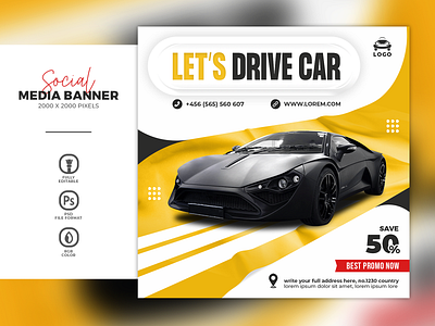 Rental Car Social Media Banner ads banner car city dealer discount facebook instagram marketing online post promotion psd rent rental rgb social media square taxi template