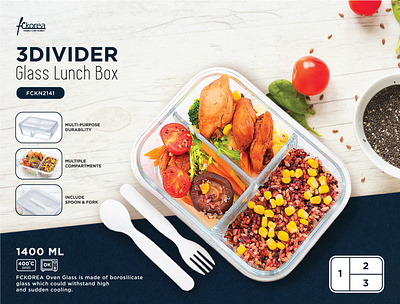 FCKOREA 3DIVIDER Glass Lunch Box Shots branding graphic design package photoshop