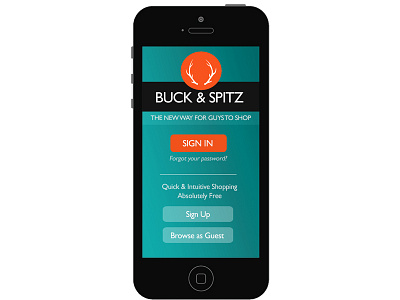 Sign In Screen Design for Buck & Spitz App api concierge context based curation e commerce mens clothing mens style menswear mobile online shopping shopping