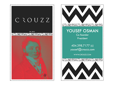 Business Cards for Crouzz Atelier (Yousef) clothing contemporary fashion iconoclast mens mens fashion menswear modern