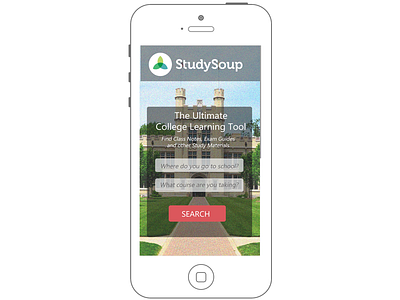 Studysoup Responsive Mobile Home Page Part 1 college design education landing page learning login sign up startup study notes web app