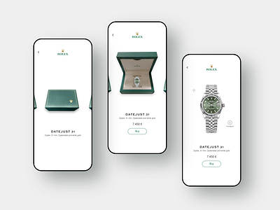 Rolex app shopping experience app design fancy luxury rolex shopping ui uidesign uiux watch watches