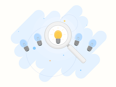 Find the right idea idea illustration light bulb magnifying glass vector
