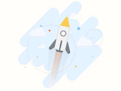 Reach the sky cloud illustration rocket sky space vector