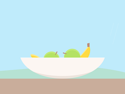 Peaceful fruits apple banana fruits illustration kitchen landscape peaceful table vector