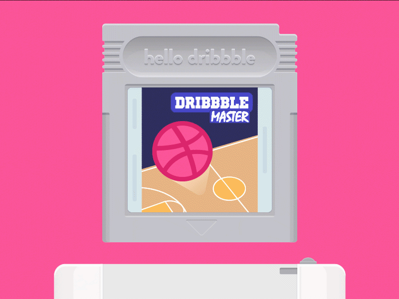 Hello dribbble animation debut first shot flat gameboy gaming hello illustration motion nintendo retro vector