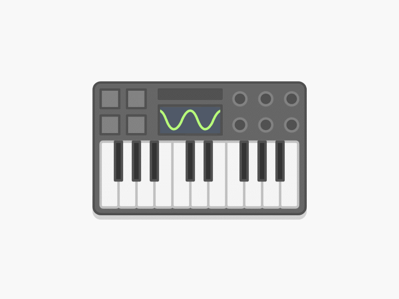 Synthesizer animation illustration keyboard motion music synthesizer waveforms