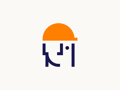 Worker logo building helmet logo man minimalist worker
