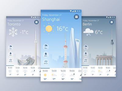 Weather Mobile App app berlin design mobile shanghai toronto ui ux weather