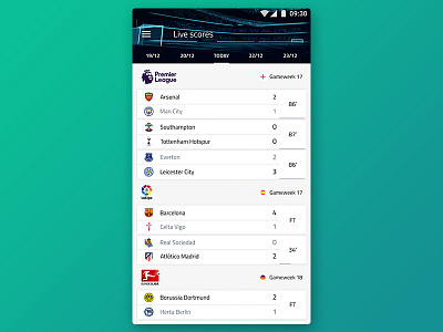 Live Scores App app design football live live scores scores soccer sport ui ux