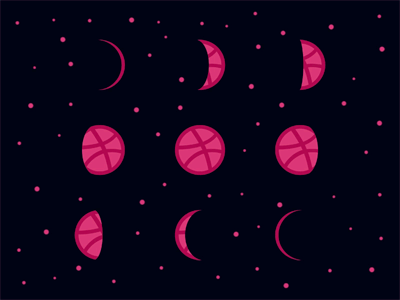 Dribbble Phases animation ball debut dribbble first shot gif invite moon phases space stars thank you