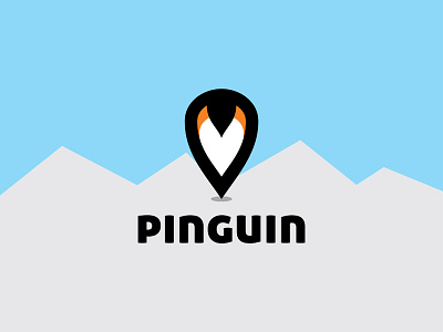 Pinguin logo animal arctic black cold icon location logo map mark penguin pin travel