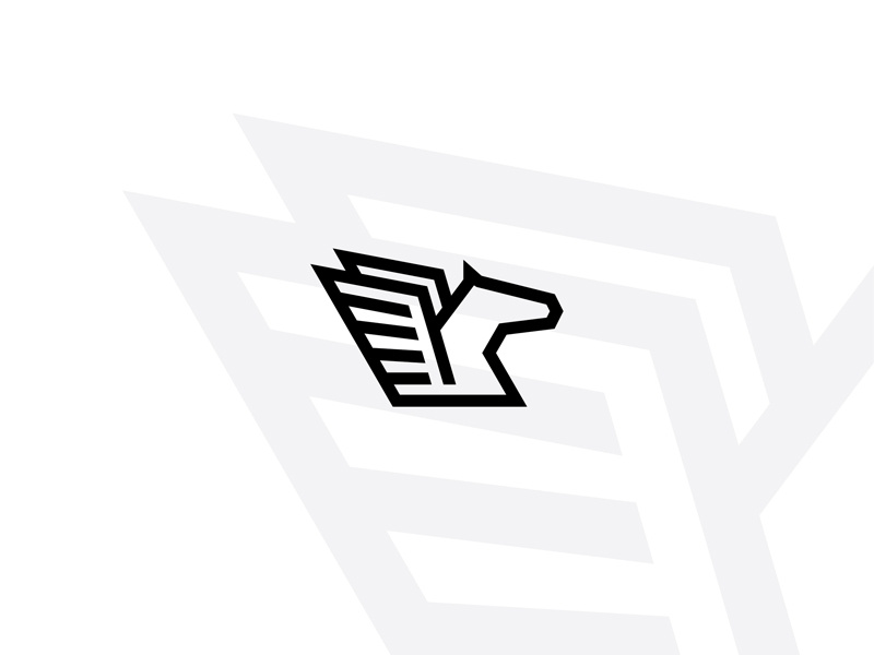 Pegasus logo wings white stallion simple pegasus monoline minimal mark logo horse black and white black