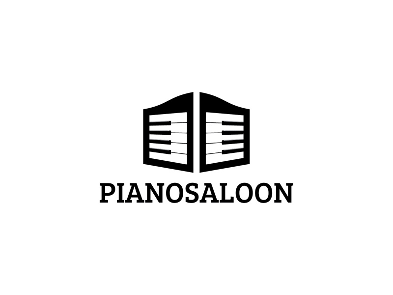 Piano Saloon logo western simple saloon piano keys piano music mark logo keys black and white black art