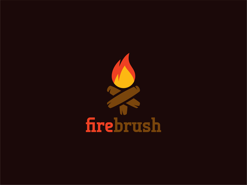 Firebrush logo wood mark logotype logo icon fire design concept brush branding brand bonfire