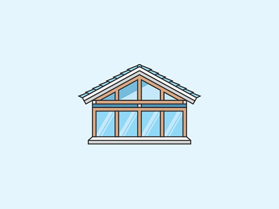 Modern log house blue building clean design flat home house icon illustration log modern simple