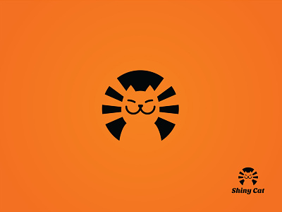 Shiny Cat logo black brand branding cat design lights logo logotype mark simple smile whiskers