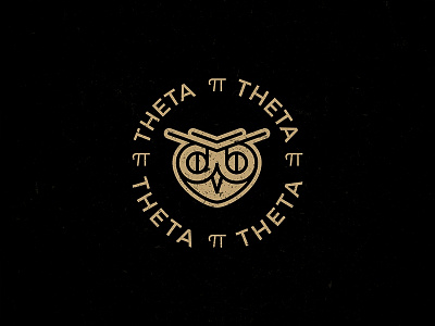Theta Pi Theta owl logo bird black brand branding circle distress logo logotype mark owl simple texture