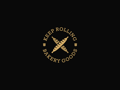 Keep Rolling Bakery badge baguette black brand branding bread circle logo logotype mark simple stamp