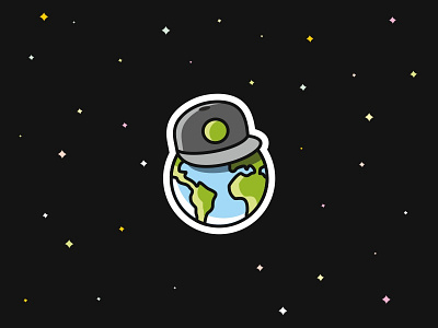 Cool Earth sticker cap earth flat galaxy hat icon illustration outline planet space stars sticker