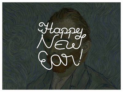 Happy New Ear 2016 calligraphy ear hand drawn hand lettering handwritten holidays lettering line monoline new year van gogh