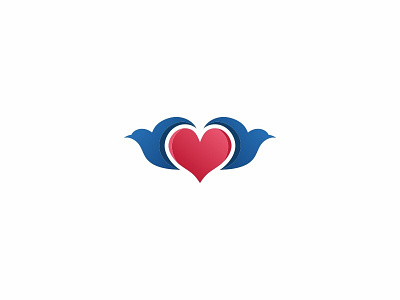 Charity Birds bird blue brand branding compassion gradient heart logo logotype love mark modern