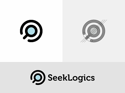 SeekLogics logo brand branding construction find glass grid lens logo logotype magnifier minimal simple