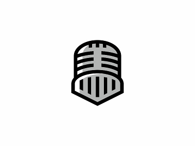 Knight Show brand branding creative design helmet heraldry knight logo logotype mic microphone show